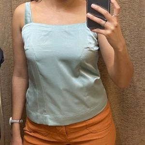 Teal square neck sleeveless top